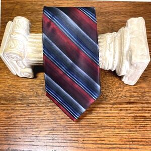 Men's Joseph & Feiss Striped Burgundy Gray Blue Silk Classic Necktie Business